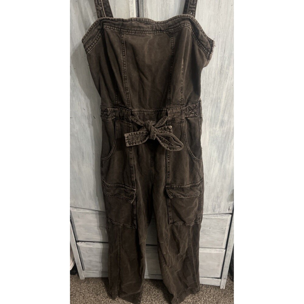 Free people distressed cargo overalls Brown Y2K Grunge Boho Md